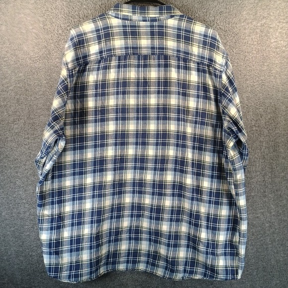Patagonia Long Sleeved Fjord Flannel Shirt Men XXL Virtually Blue Missing Button - Picture 9 of 12
